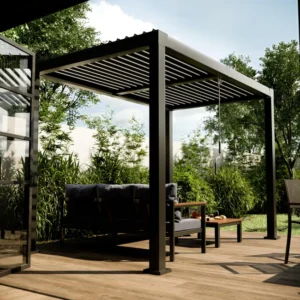 Pérgola de aluminio NATERIAL Clima Bio gris de 313x198 cm