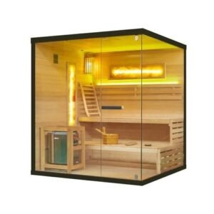 Espacio de bienestar para tu hogar: sauna finlandesa con diseño elegante y beneficios terapéuticos, con luz LED